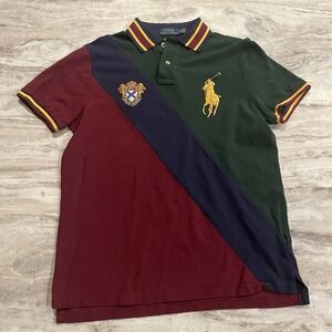 Polo Ralph Lauren Big Pony Custom Slim Fit Polo Shirt Crest Medium Colorblock